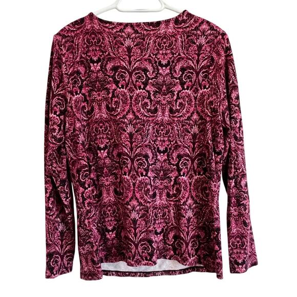 Talbots Women’s Large Cowl Neck Top Pink Black Paisley Velvet Burnout Size Large - Picture 2 of 9